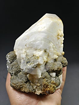 Microcline feldspar with muscovite crystal mineral specimen from pakistan