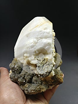 Microcline feldspar with muscovite crystal mineral specimen from pakistan