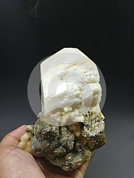 Microcline feldspar with muscovite crystal mineral specimen from pakistan