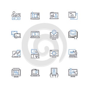 Microcomputer line icons collection. Processor, Memory, Storage, Motherboard, Graphics, Input, Output vector and linear photo