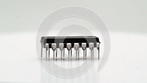 Microcontroller electronic component. Small single board computer device.