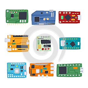 microcontroller set cartoon vector illustration