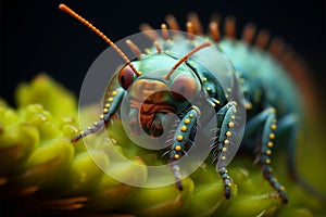 Microcosmic charm macro portrait showcases the mesmerizing world of caterpillars photo
