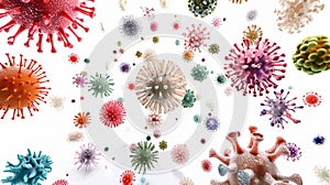 Microcosmic Menace: 3D Viruses Unveiled on a Blank Canvas