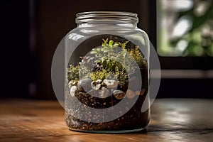 Microcosmic Oasis, A Tiny Terrarium in a Jar