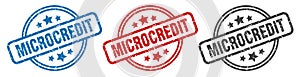 microcredit stamp. microcredit round isolated sign.