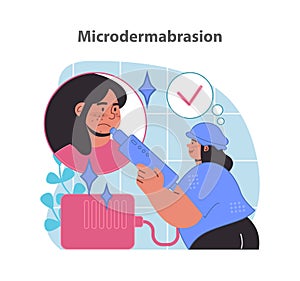 Microdermabrasion procedure. A content woman undergoes skin exfoliation.