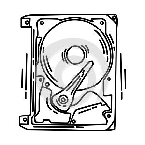 Microdrive Icon. Doodle Hand Drawn or Outline Icon Style