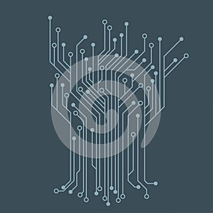 Microelectronics Circuits. Blue circuit board vector background.