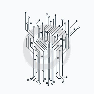 Microelectronics Circuits. Circuit board vector, white background.