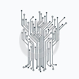 Microelectronics Circuits. Circuit board vector, white background. photo