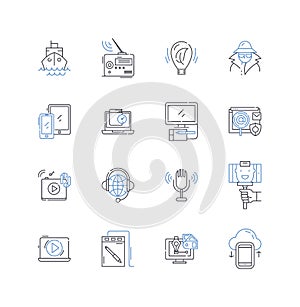 Microelectronics line icons collection. Silicon, Nanotechnology, Miniaturization, Semiconductor, Circuit, MEMS photo