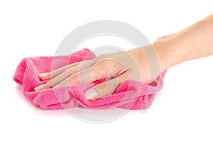 Microfibre cloth in hand