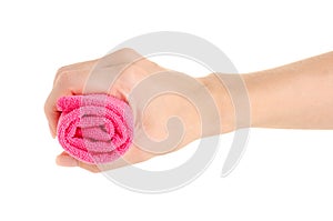 Microfibre cloth roll in hand
