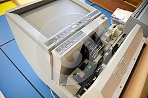 Microfiche reader in a library