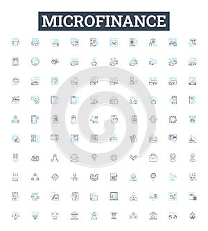 Microfinance vector line icons set. Microfinance, Loan, Finance, Banking, Credit, Investment, Poor illustration outline photo