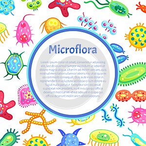 Microflora Poster and Bacteria Vector Illustration