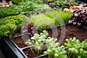microgarden, with close-up of soil and seeds