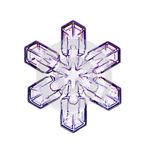 A micrographic snowflake (snow crystal) in white background