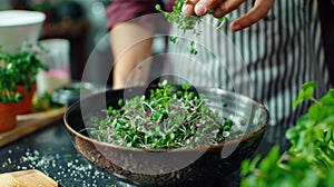 Microgreen Salad Preparation