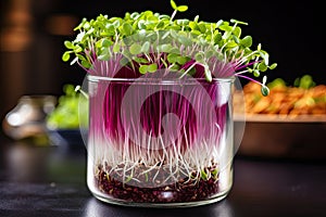 Microgreens growing sprouts - healthy and fresh.