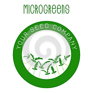 Microgreens Shungiku. Seed packaging design, round element in the center