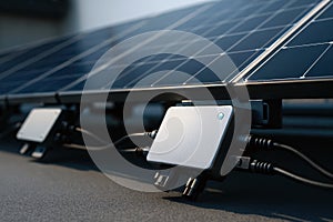Microinverter and Wiring on Solar Panel, generative ai