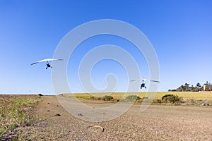 Microlight Aircrafts Flying Two Blue Destination