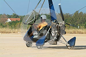 Microlight airplane on the ground