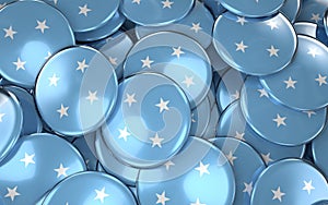 Micronesia Badges Background - Pile of Micronesia Flag Buttons.