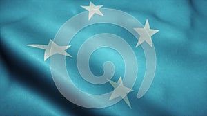 Micronesia flag waving in the wind. National flag of Micronesia. Sign of Micronesia. 3d illustration