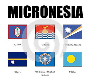 Micronesia states flags, World flags. Oceania