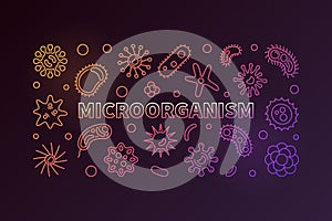 Microorganism vector colorful outline horizontal banner