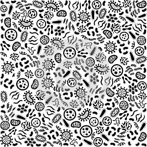 Microorganisms microscopical germs on white background