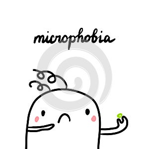 Microphobia hand drawn illustration with cute marshmallow