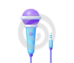 Microphone 3d in cartoon style on white background. 3d speak render vector illustration