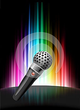 Microphone on Abstract Spectrum Background