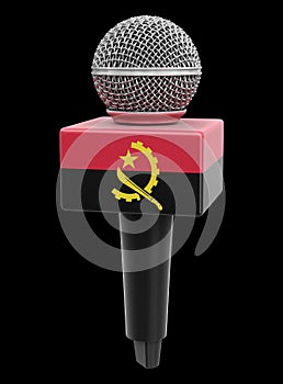 Microphone and Angolan flag. Image with clipping path