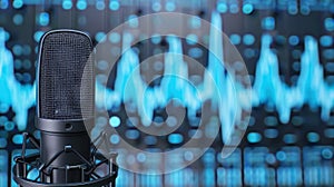 The microphone with audio wave..AI generated image