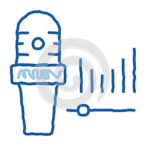 Microphone Audio Waves doodle icon hand drawn illustration