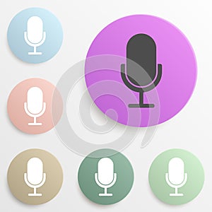 microphone badge color set. Simple glyph, flat vector of web icons for ui and ux, website or mobile application