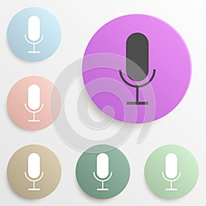 Microphone badge color set. Simple glyph, flat vector of web icons for ui and ux, website or mobile application