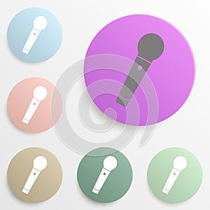 Microphone badge color set. Simple glyph, flat vector of web icons for ui and ux, website or mobile application