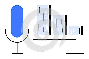 Microphone and Bar Graph Representing Audio Analytics and Data Visualization