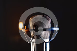 Microphone on black background