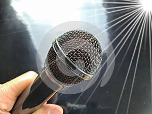 Microphone close-up. . Beacon of light