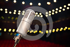 Microphone close up in concert hall