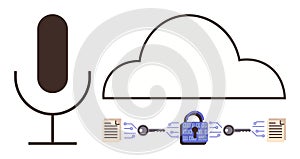 Microphone and Cloud Storage with Secure Data Encryption Representing Digital Audio Protection