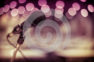 Microphone in concert on the grand stage in the shopping center