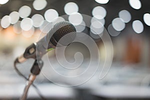 Microphone in concert on the grand stage in the shopping center